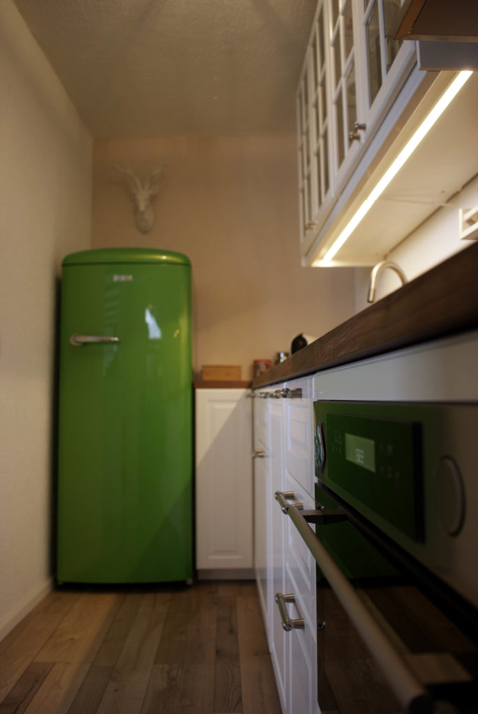 Alphus Küche mit grünem Kühlschrank